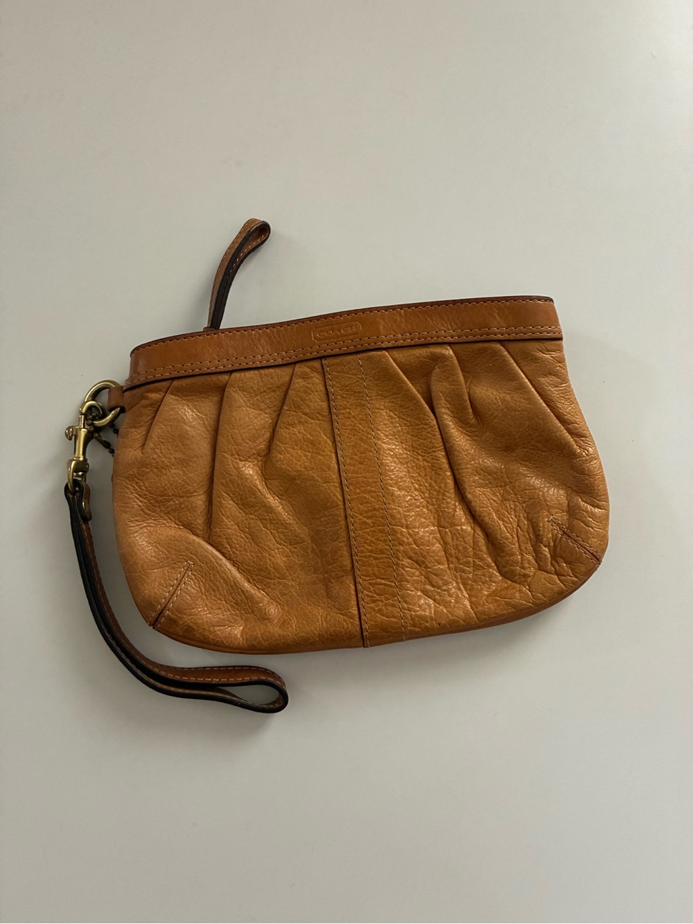 Coach Tan Leather Wristlet Clutch